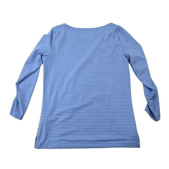 Vineyard Vines Sankaty Top Womens XS Blue Stripe Boat Neck Essential Stretch Tee - Picture 5 of 5